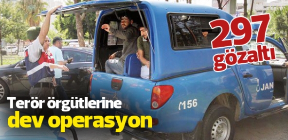 16 ilde terör örgütlerine operasyon: 297 gözaltı