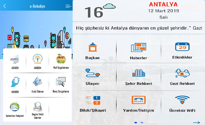 'Antalya Akıllı Şehir Mobil' uygulaması