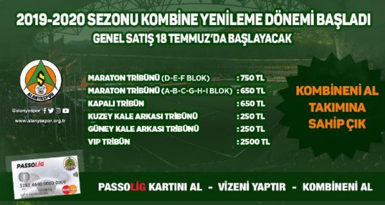 Aytemiz Alanyaspor'da kombineler satışta