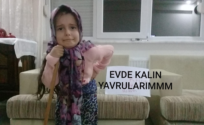 Miniklerden sevimli 'Evde kal Türkiye' çağrısı