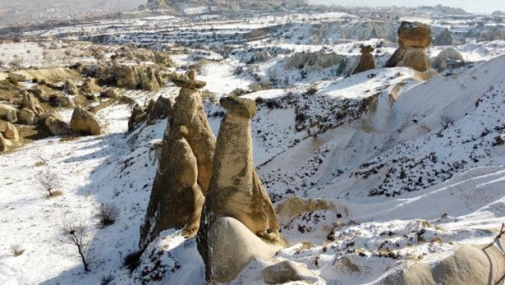 Kar altında bir masal diyarı; Kapadokya