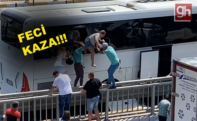 Turistler camları kırıp can havliyle otobüsten atladı!