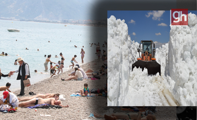 Yaylalarında karla mücadele edilen Antalya’da sahil hınca hınç doldu
