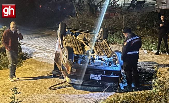 Kontrolden çıkan araç takla attı! Kontrolden çıkan araç takla attı!