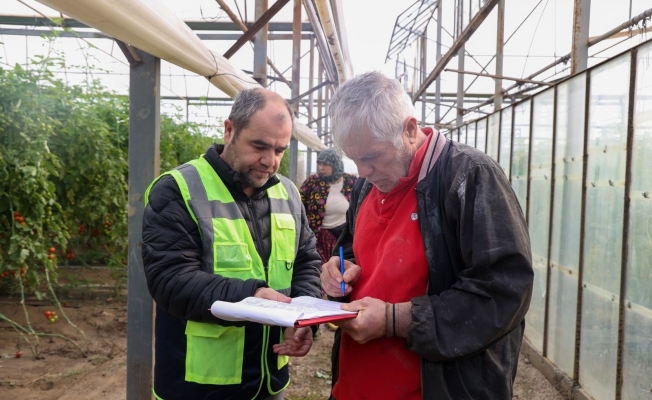 Aksu'da afetten zarar gören seralarda hasar tespiti yapıldı