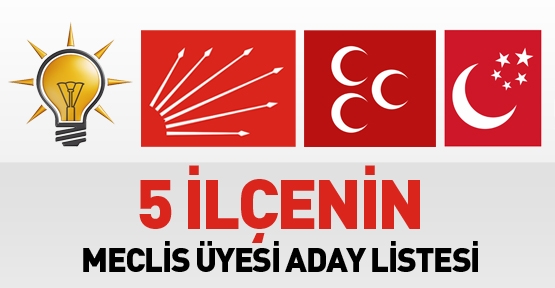 5 ilçenin meclis üyeleri aday listesi