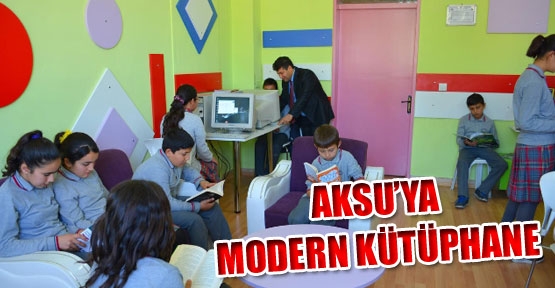 Aksu'da Köy Okuluna Modern Kütüphane