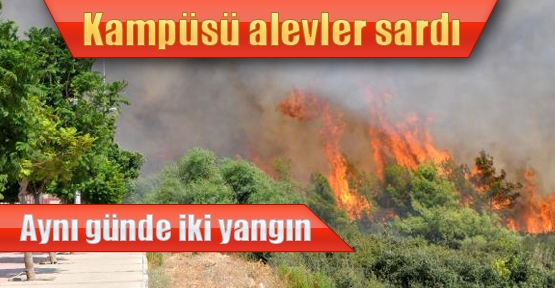 Kampüsü alevler sardı