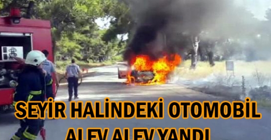 Seyir halindeki otomobil alev alev yandı