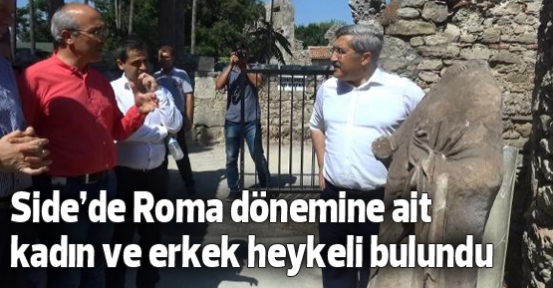 Side’de Roma dönemine ait kadın ve erkek heykeli bulundu