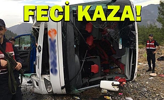 Akseki'de yolcu otobüsü devrildi: 25 yaralı