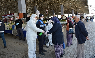 Korkuteli pazarında Korona virüs önlemi