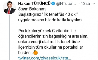 Tütüncü'den öğrencilere portakal sözü