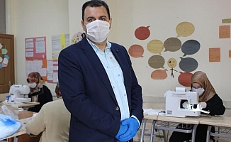Aksu halk eğitim merkezinde günlük 2 bin maske