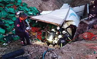 Sebze yüklü kamyon devrildi: 1 ölü 