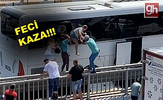 Turistler camları kırıp can havliyle otobüsten atladı!