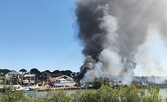 Aksu'da otluk alanda başlayan yangın, lüks tekneye ardından ormana sıçradı