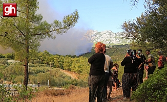 Serik'te orman yangınına havadan ve karadan müdahale
