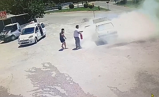 Marketten çıkıp Tofaş aracına bindi, 10 metre sonra dumana boğuldu