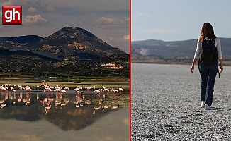 Flamingoları ağırlayan gölde şimdi sadece ayak izleri kaldı